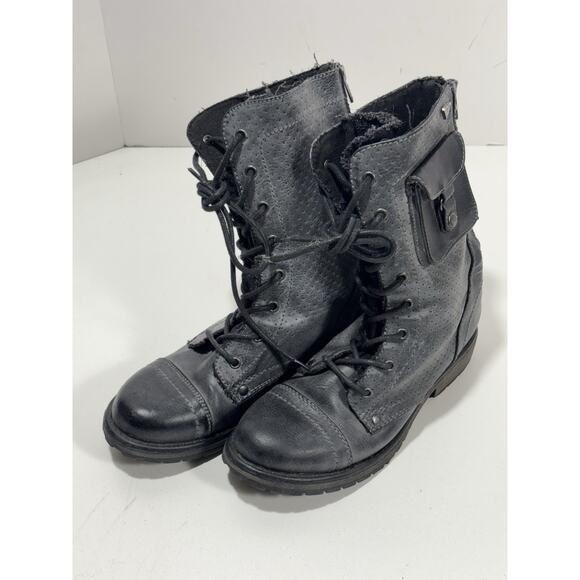 Roxy Women Seattle IV Combat Boot Sz 6.5 Gray Zip Up Low Heel Faux Leather - Picture 1 of 7